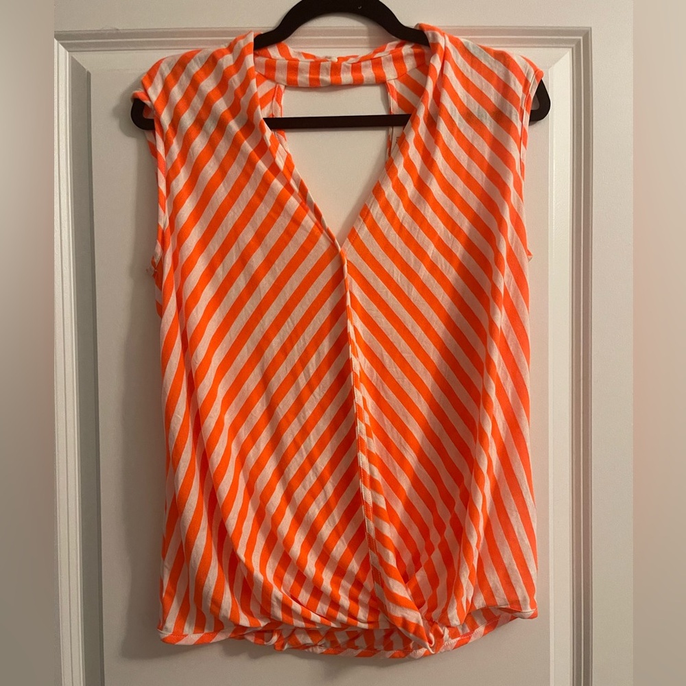 New Ella Moss Orange and White Striped Women's Tank Top M Anthropologie sexy